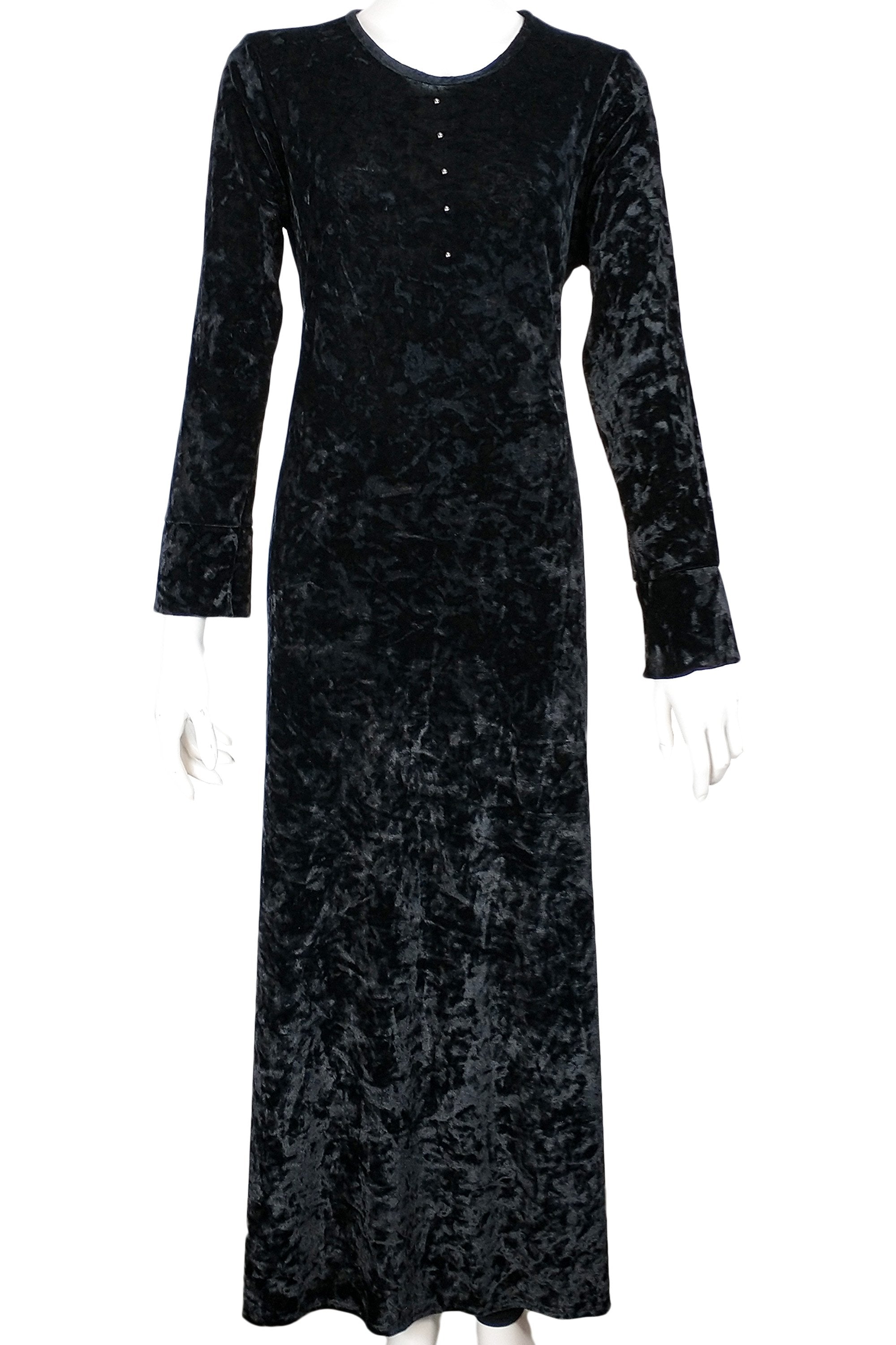 Velvet black Maxi Abaya-almanaar Islamic Store