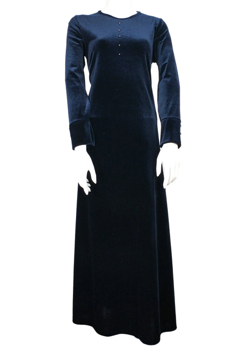 Velvet dark blue Maxi Abaya-almanaar Islamic Store