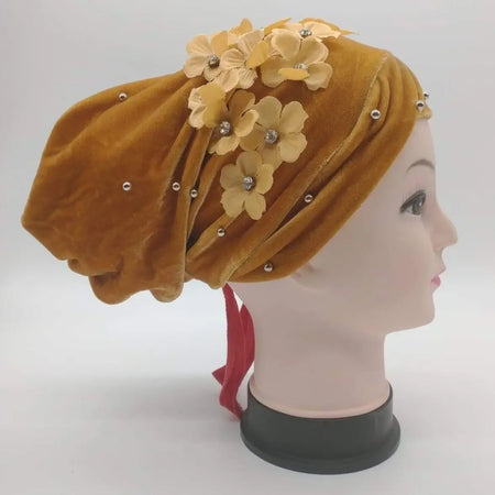 Velvet Stone Work Bonnet - almanaar Islamic Store