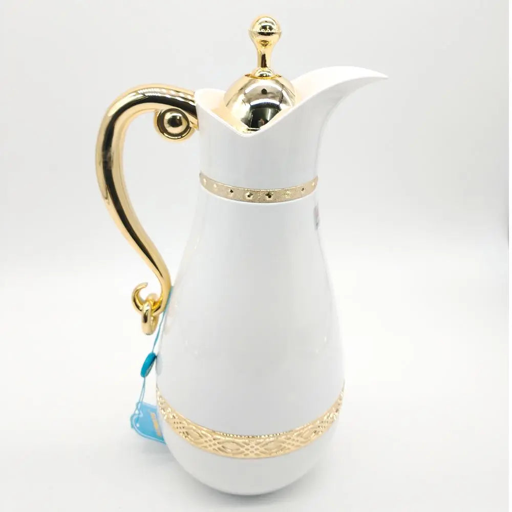 White Gold Thermos Flask Jug-almanaar Islamic Store