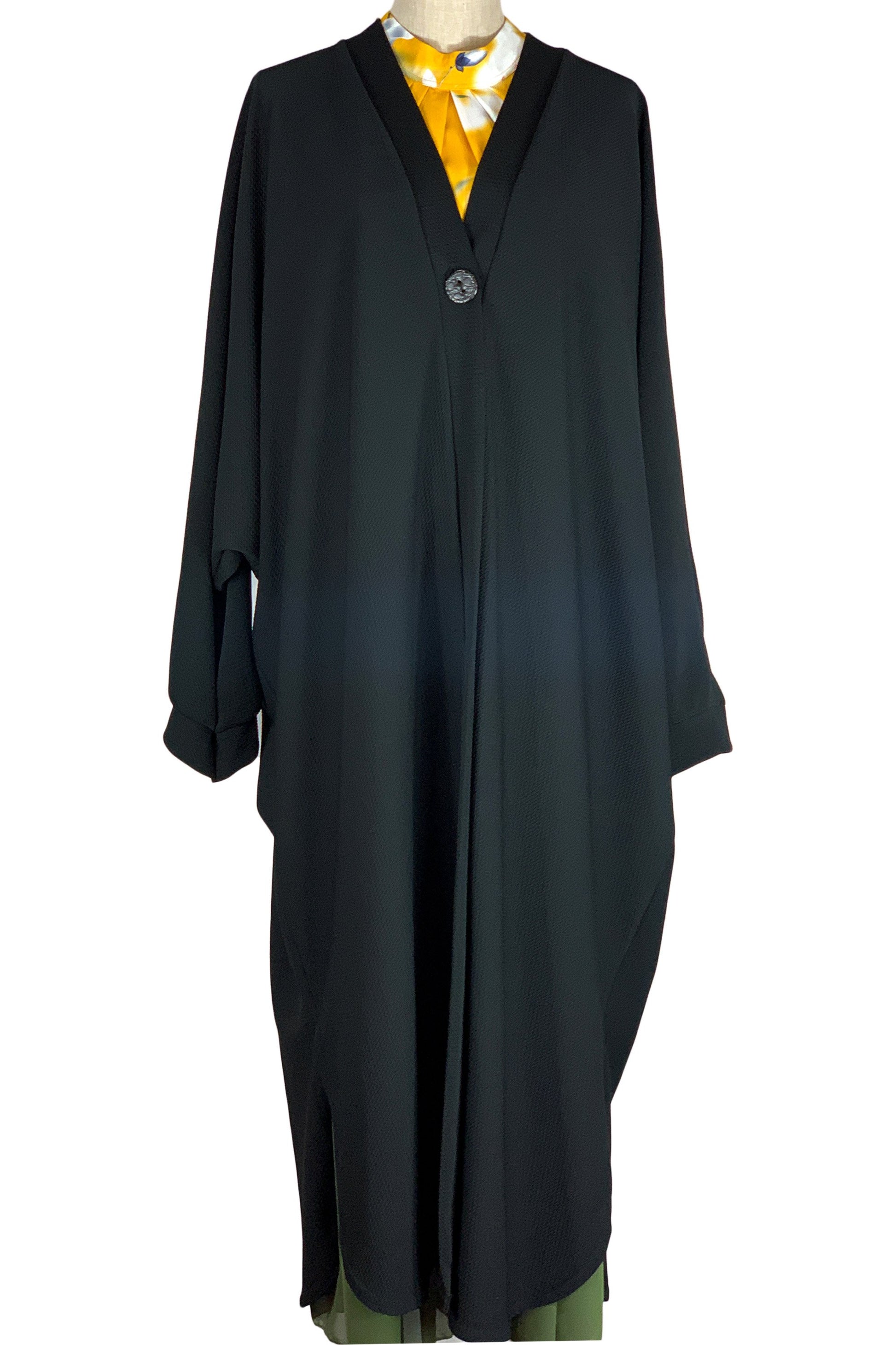 Women's loose free size casual coat- Black-almanaar Islamic Store