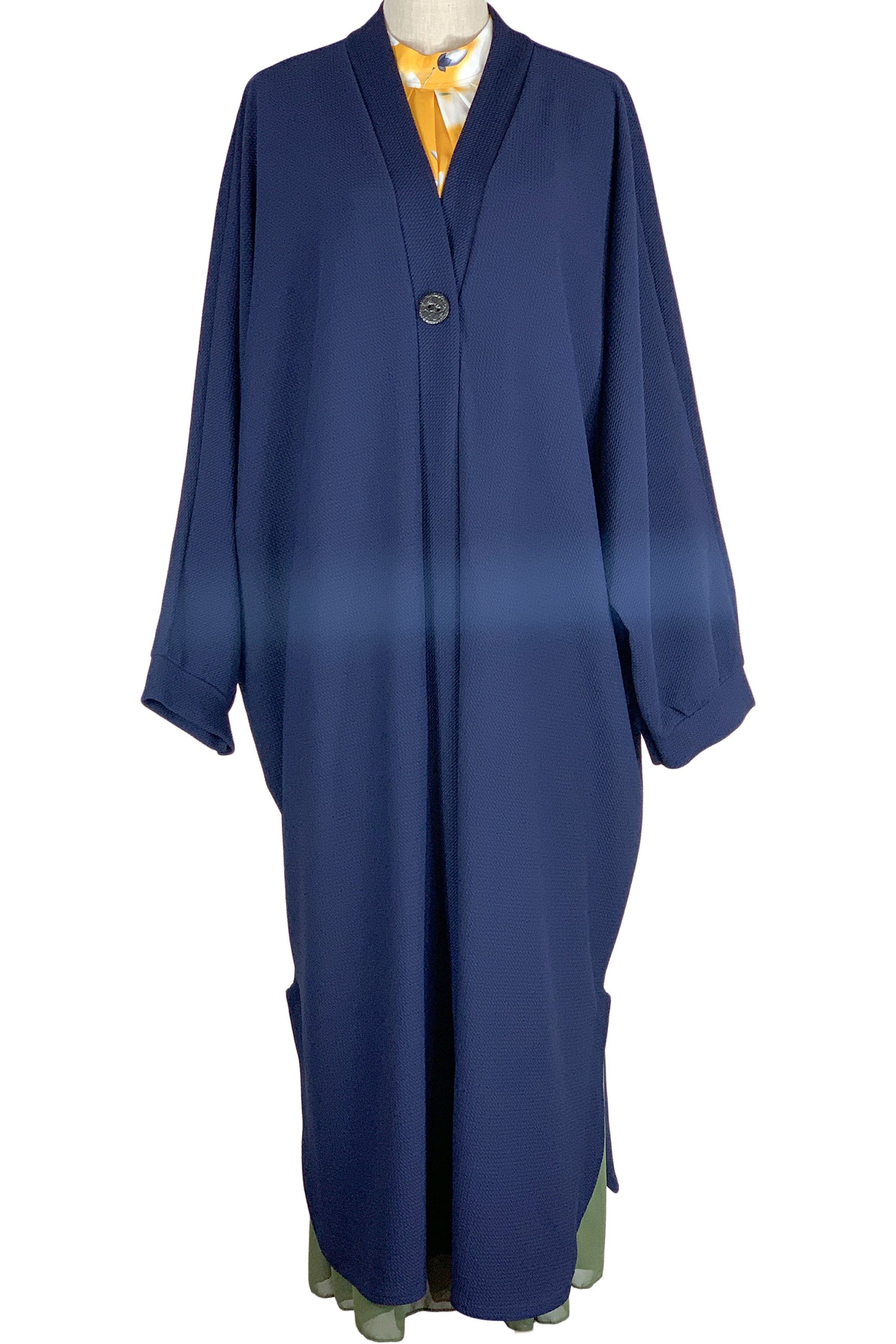Women's loose free size casual coat- Blue-almanaar Islamic Store