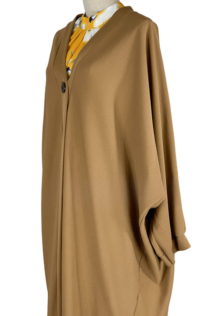 Women's loose free size casual coat- Bronze-almanaar Islamic Store