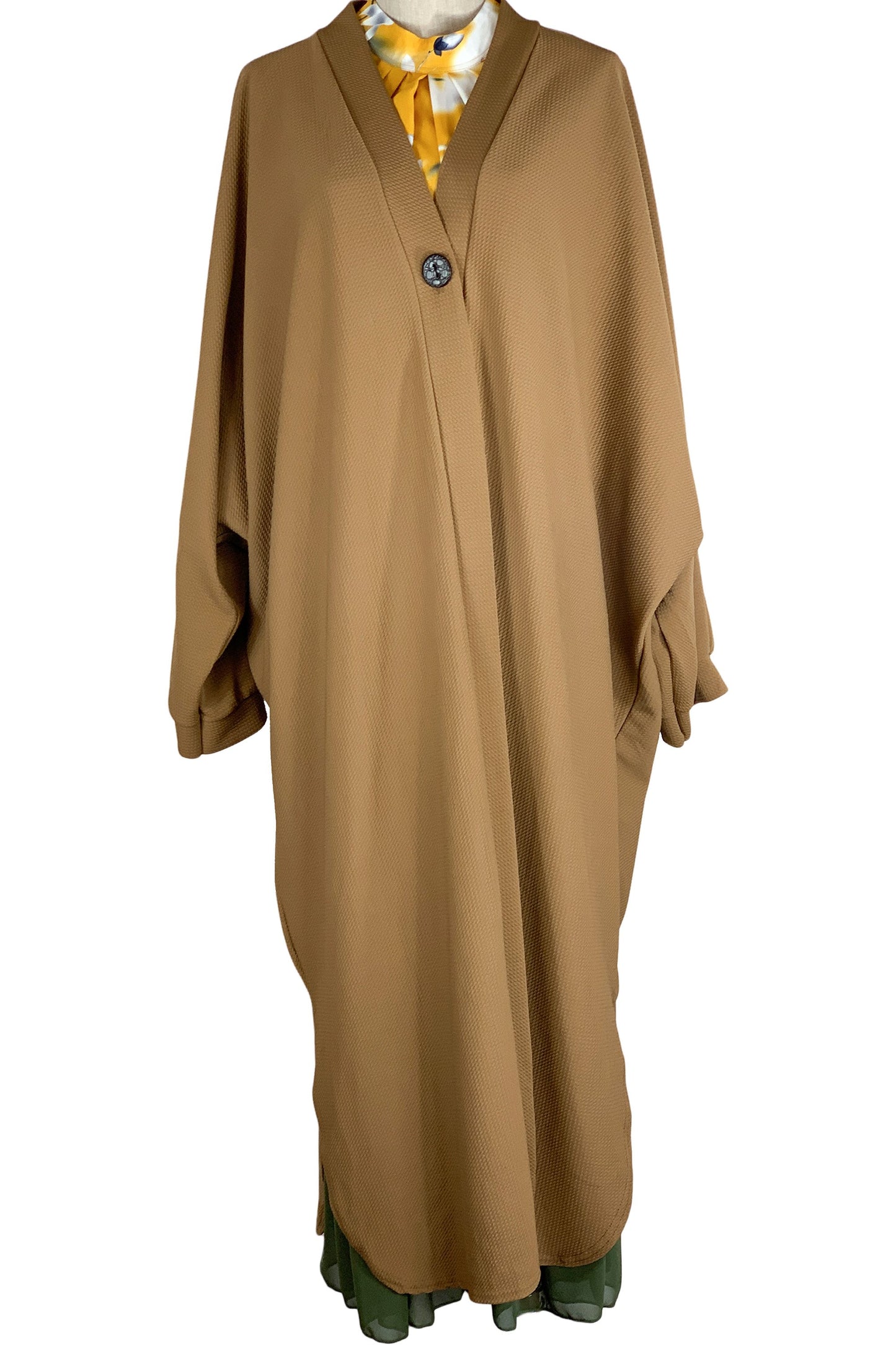 Women's loose free size casual coat- Bronze-almanaar Islamic Store